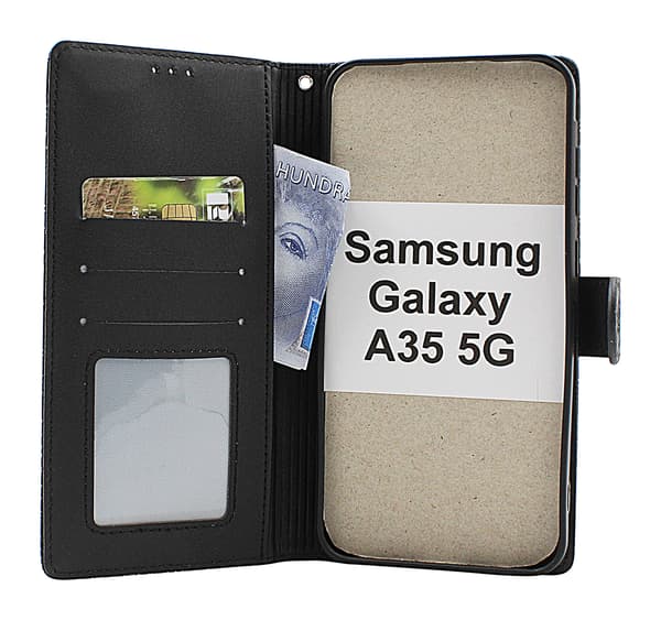 Flower Standcase Wallet Samsung Galaxy A35 5G Svart