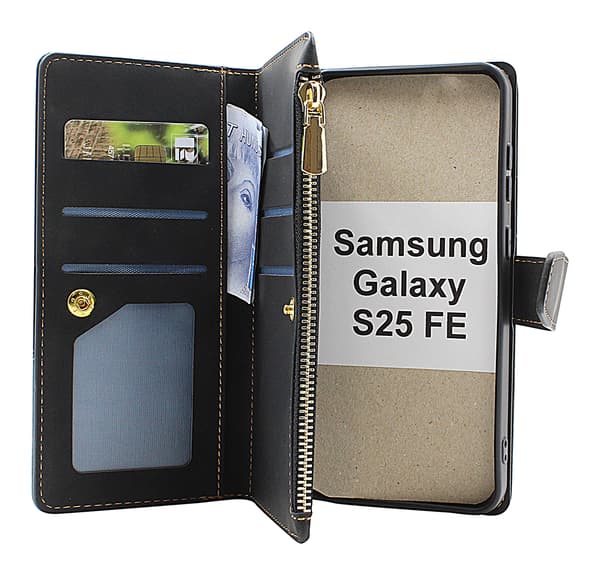 XL Samsung Galaxy S25 FE Lyx Plånboksfodral Mörkblå