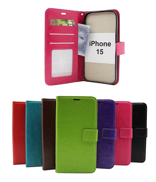 Crazy Horse Wallet iPhone 15 Grön