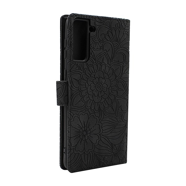 Flower Standcase Wallet Samsung Galaxy S21 Plus 5G (G996B) Svart