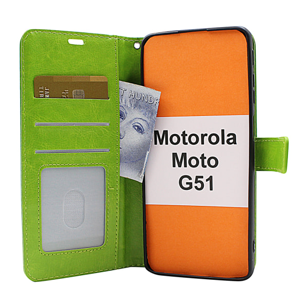 Crazy Horse Wallet Motorola Moto G51 Grön