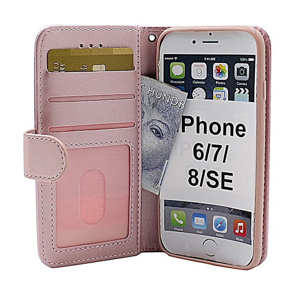 Zipper Standcase Wallet iPhone 6/7/8/SE 2nd Gen. Ljusrosa