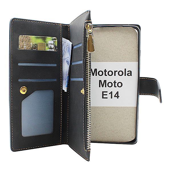XL Motorola Moto E14 Lyx Plånboksfodral Svart