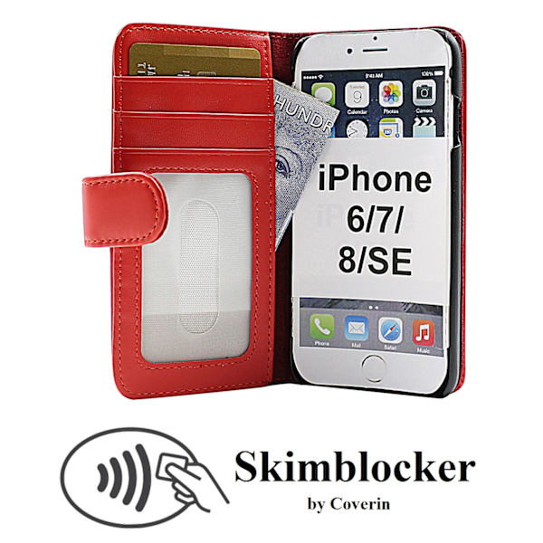 Skimblocker Plånboksfodral iPhone 8 Röd