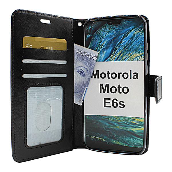 Crazy Horse Wallet Motorola Moto E6s (Svart) Svart