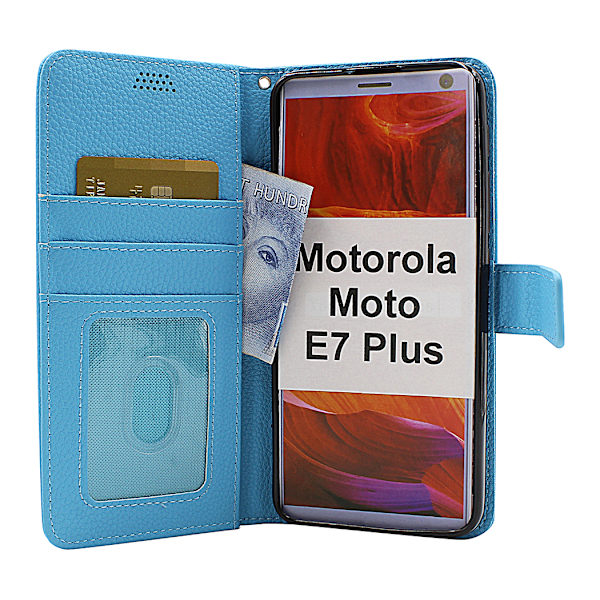 New Standcase Wallet Motorola Moto E7 Plus (Svart) Röd
