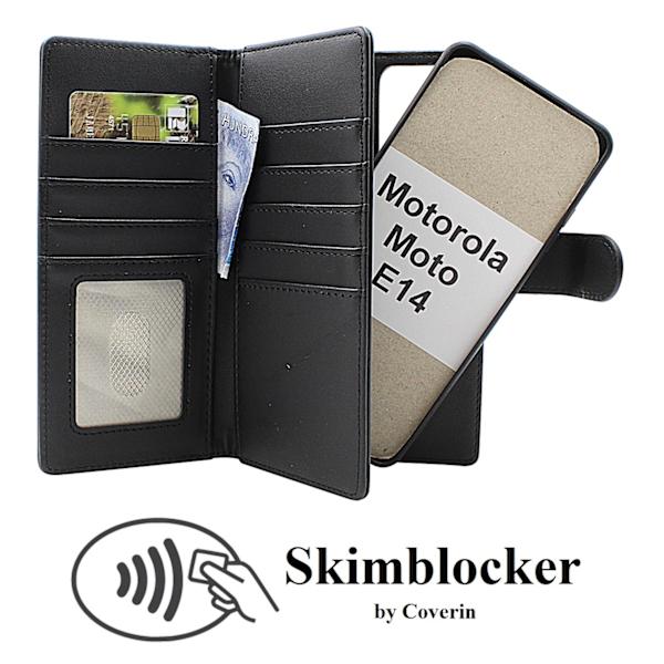 Skimblocker Motorola Moto E14 XL Magnet Plånboksfodral Mörklila