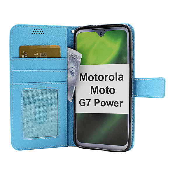 New Standcase Wallet Motorola Moto G7 Power Ljusblå