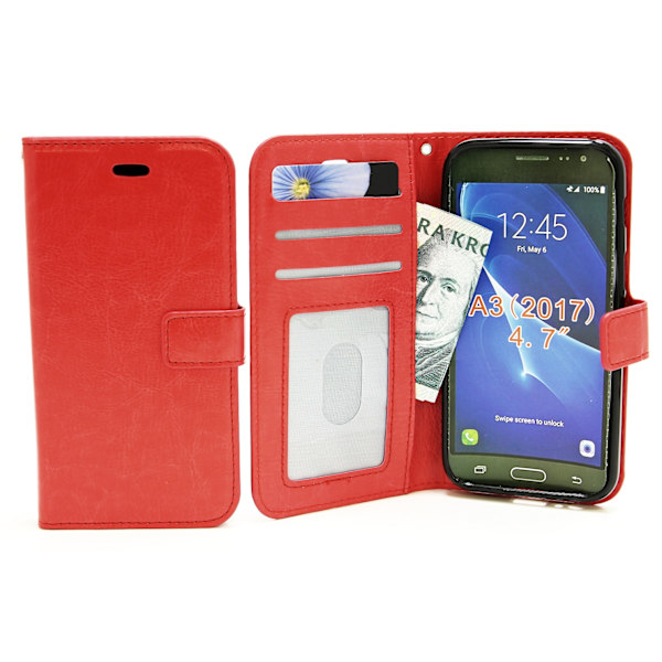 Crazy Horse Wallet Samsung Galaxy A3 2017 (A320F) Röd