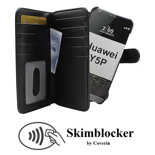 Skimblocker XL Magnet Wallet Huawei Y5p (Svart)