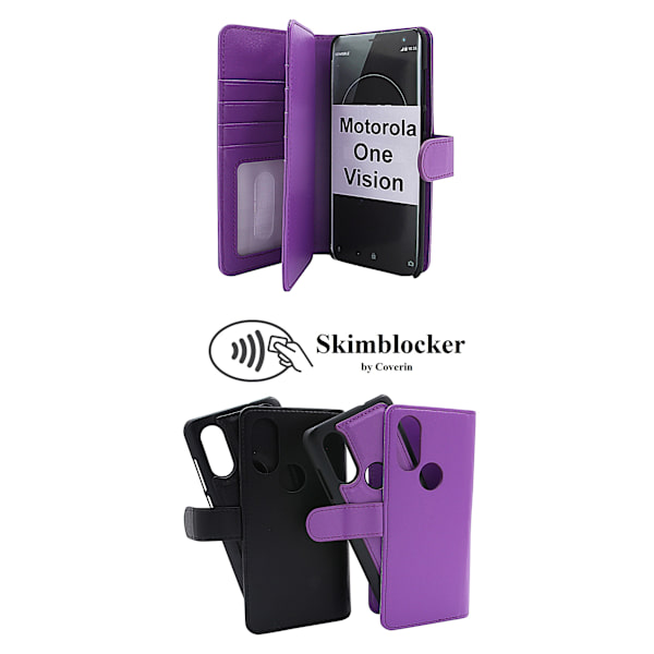 Skimblocker XL Magnet Wallet Motorola One Vision Svart