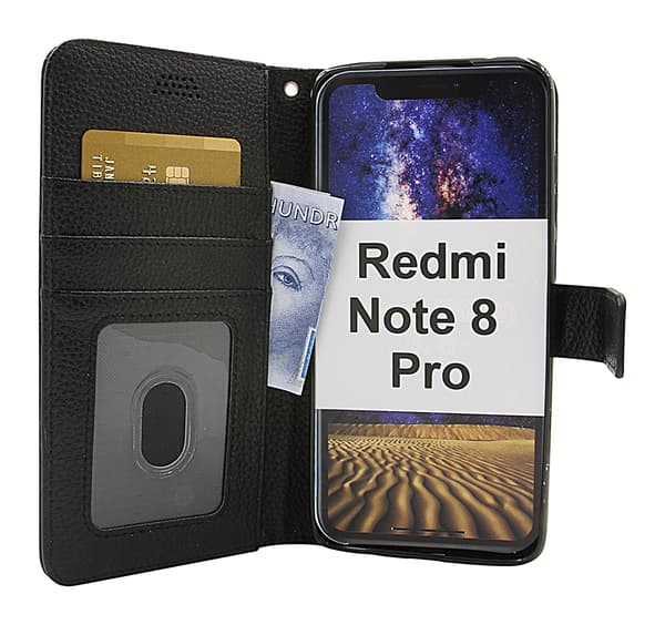 New Standcase Wallet Xiaomi Redmi Note 8 Pro Svart