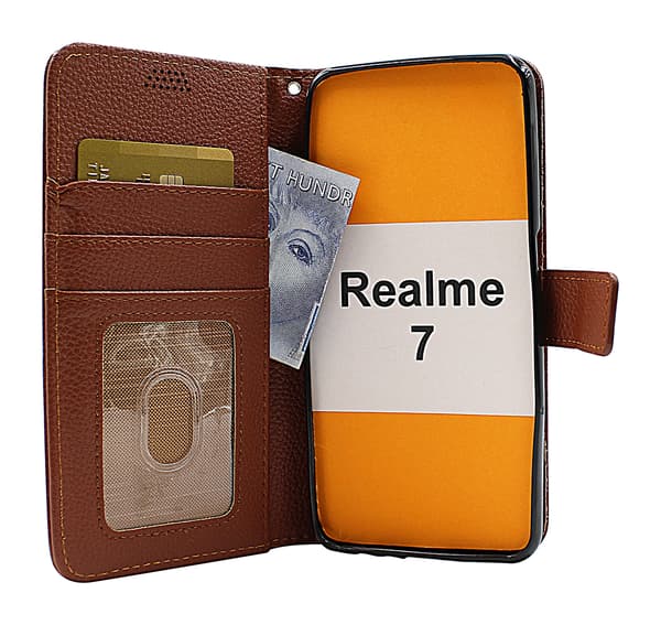 New Standcase Wallet Realme 7 Ljusblå