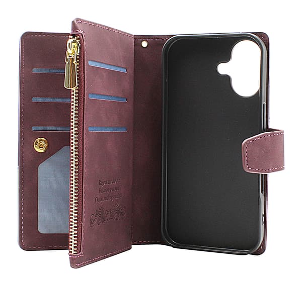 XL iPhone 17 Lyx Plånboksfodral Brun