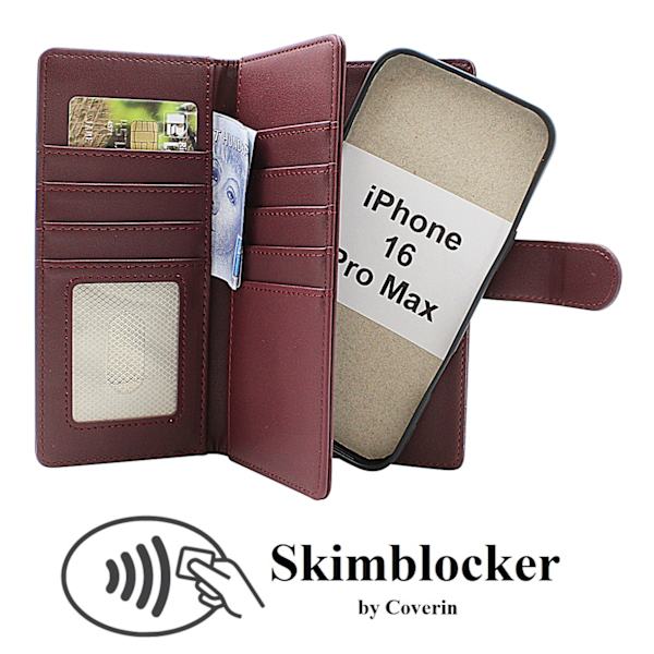 Skimblocker iPhone 16 Pro Max XL Magnet Plånboksfodral Svart