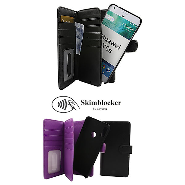 Skimblocker XL Magnet Wallet Huawei Y6s Svart