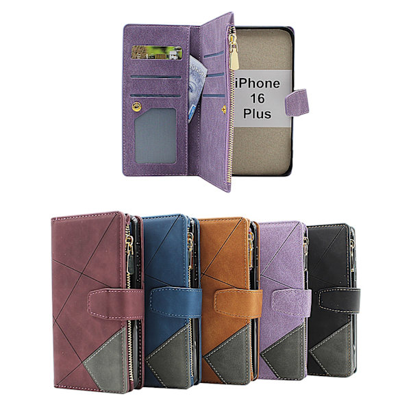 XL iPhone 16 Plus Lyx Plånboksfodral Svart