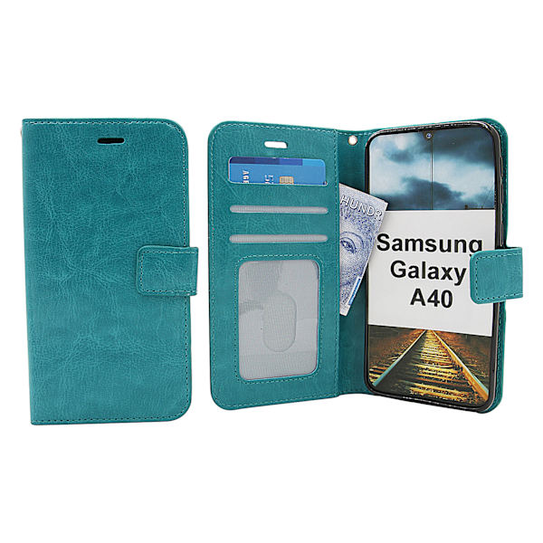 Crazy Horse Wallet Samsung Galaxy A40 (A405FN/DS) Turkos