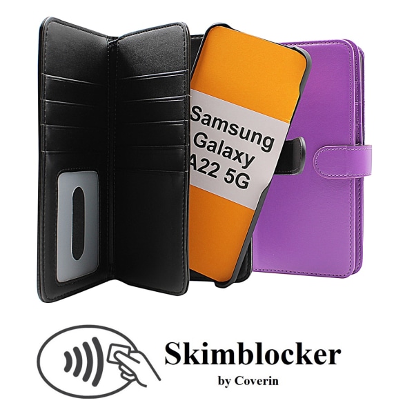 Skimblocker XL Magnet Fodral Samsung Galaxy A22 5G Lila