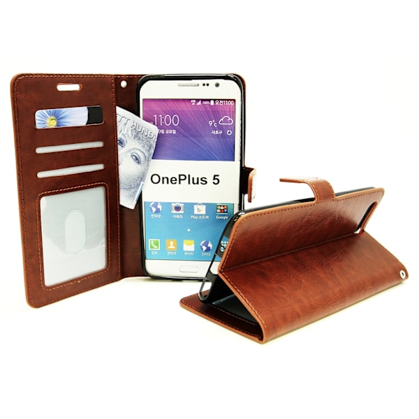 Crazy Horse Wallet OnePlus 5 Brun