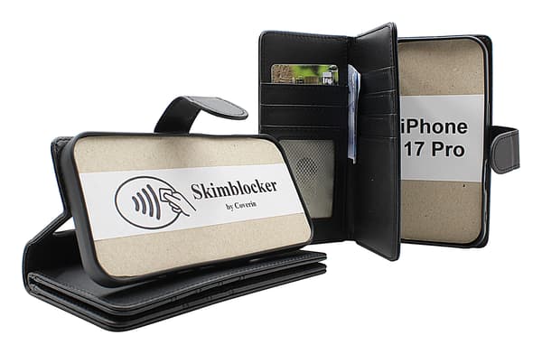 Skimblocker iPhone 17 Pro XL Plånboksfodral Svart