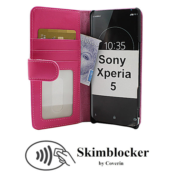 Skimblocker Plånboksfodral Sony Xperia 5 Hotpink