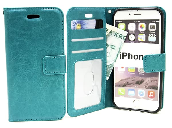 Crazy Horse Wallet iPhone 7 Turkos