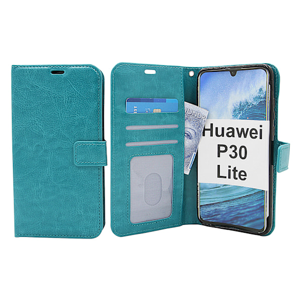 Crazy Horse Wallet Huawei P30 Lite Turkos