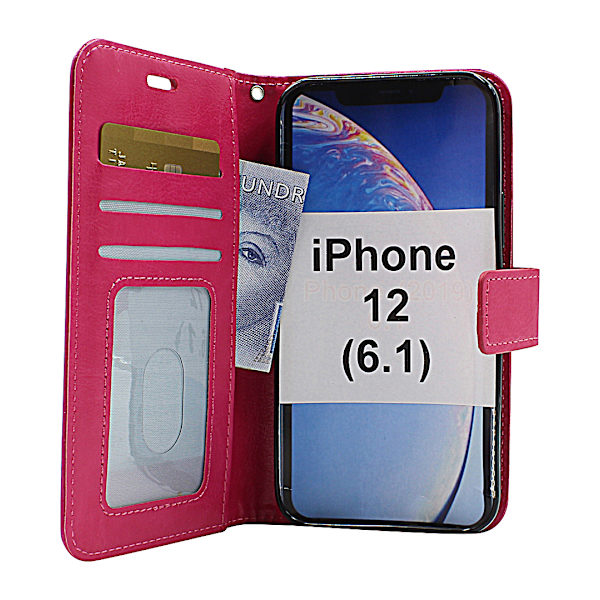 Crazy Horse Wallet iPhone 12 (6.1) (Svart) Röd