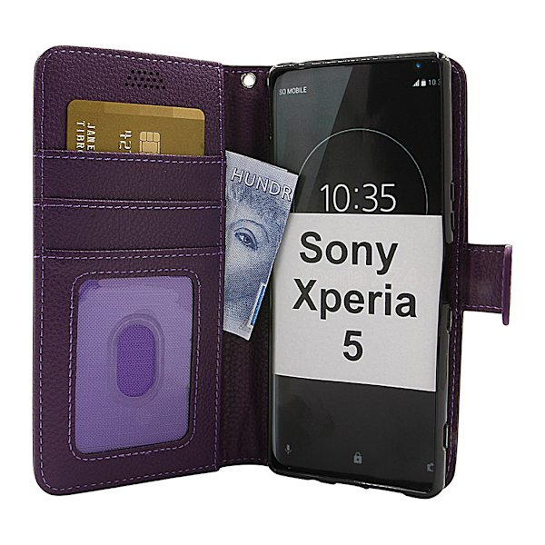 New Standcase Wallet Sony Xperia 5 Ljusblå