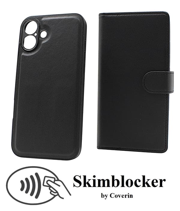 Skimblocker iPhone 16 Plus XL Magnet Plånboksfodral Mörkröd