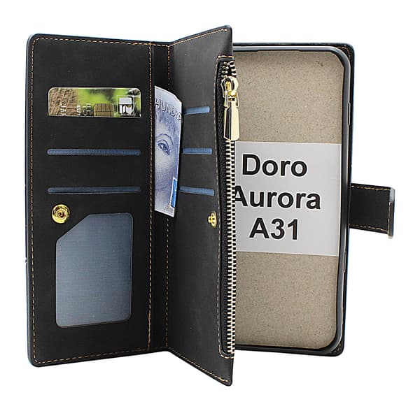 XL Doro Aurora A31 Lyx Plånboksfodral Vinröd