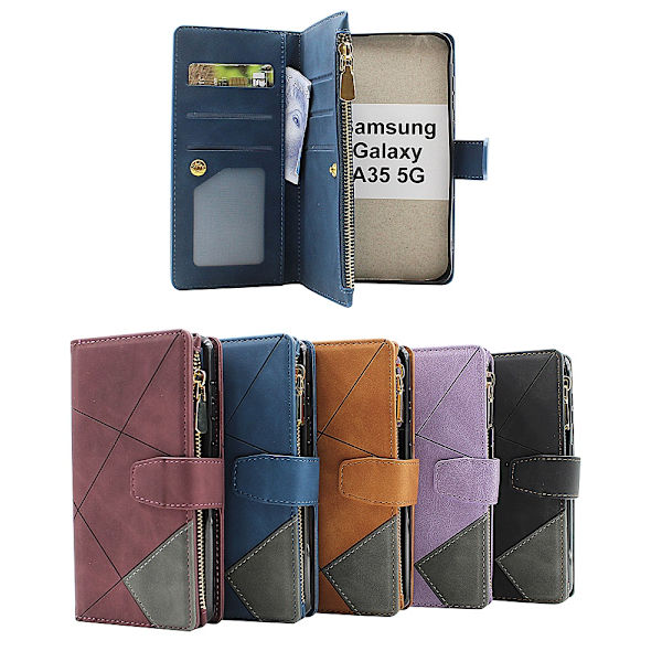 XL Standcase Lyxfodral Samsung Galaxy A35 5G Marinblå