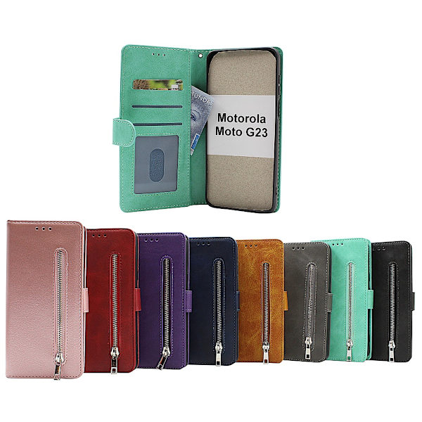Zipper Standcase Wallet Motorola Moto G23 Aqua