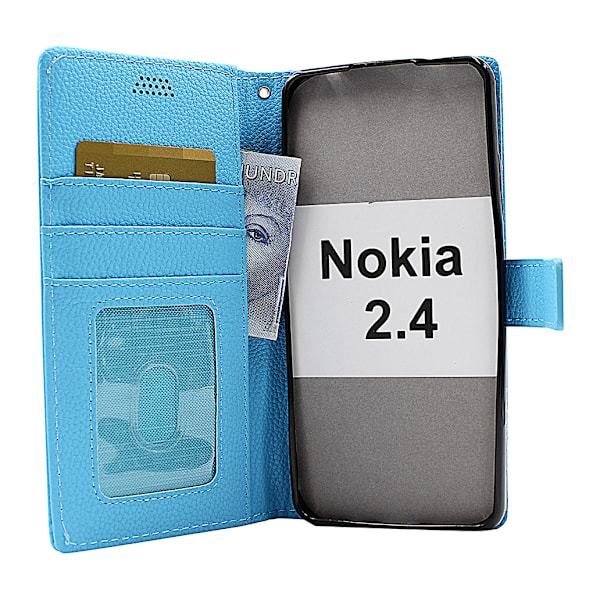 New Standcase Wallet Nokia 2.4 Ljusblå