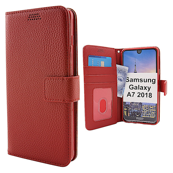 New Standcase Wallet Samsung Galaxy A7 2018 (A750FN/DS) Röd