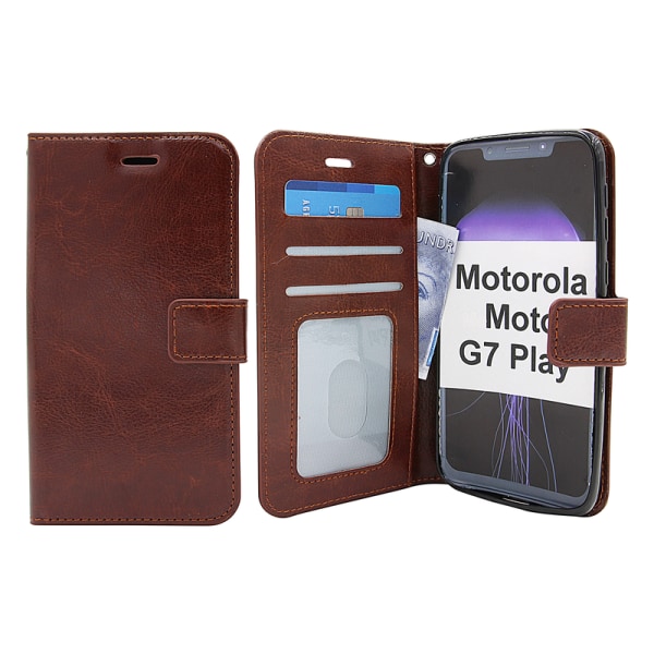 Crazy Horse Wallet Motorola Moto G7 Play Röd