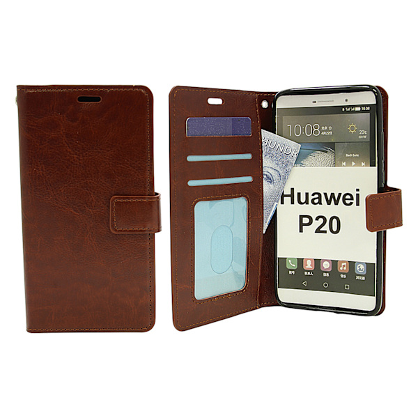 Crazy Horse Wallet Huawei P20 Brun