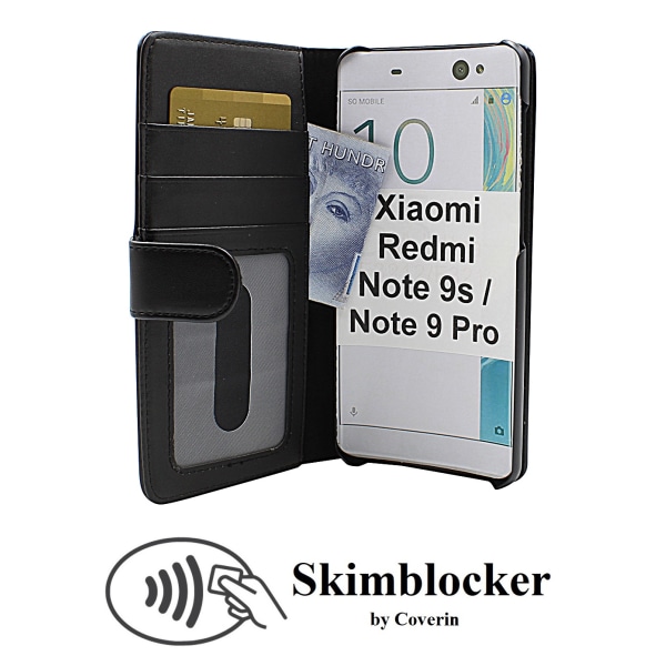 Skimblocker Plånboksfodral Xiaomi Redmi Note 9s/Note 9 Pro Svart
