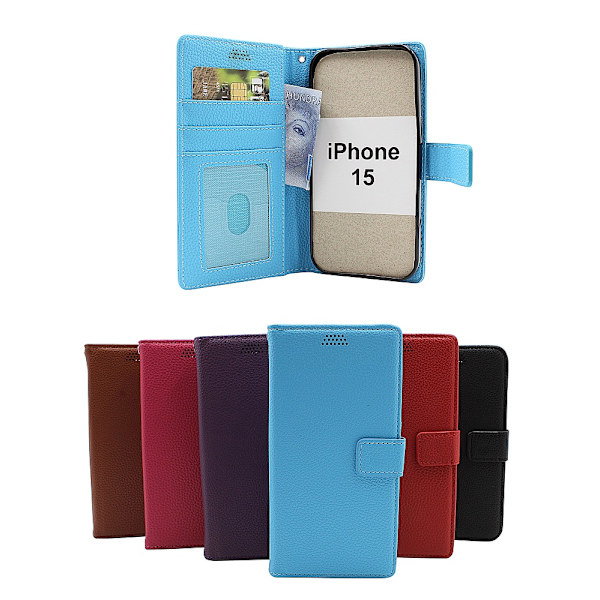 New Standcase Wallet iPhone 15 Ljusblå