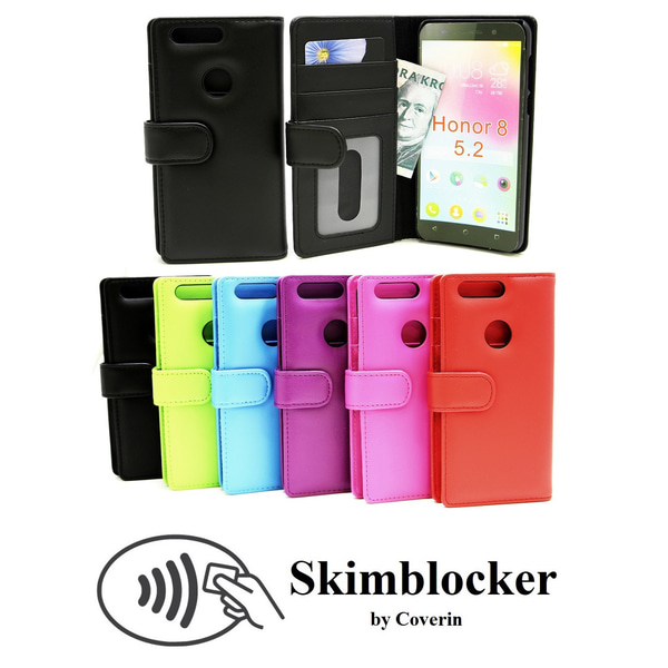 Skimblocker Plånboksfodral Huawei Honor 8 Hotpink