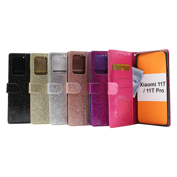 Standcase Glitter Wallet Xiaomi 11T / 11T Pro Svart