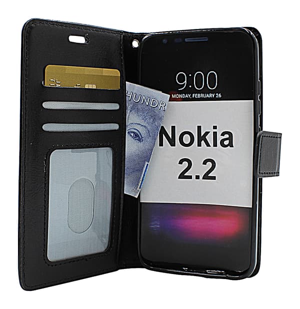 Crazy Horse Wallet Nokia 2.2 Svart