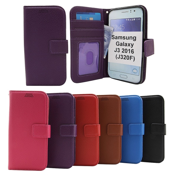 New Standcase Wallet Samsung Galaxy J3 2016 (J320F) Svart