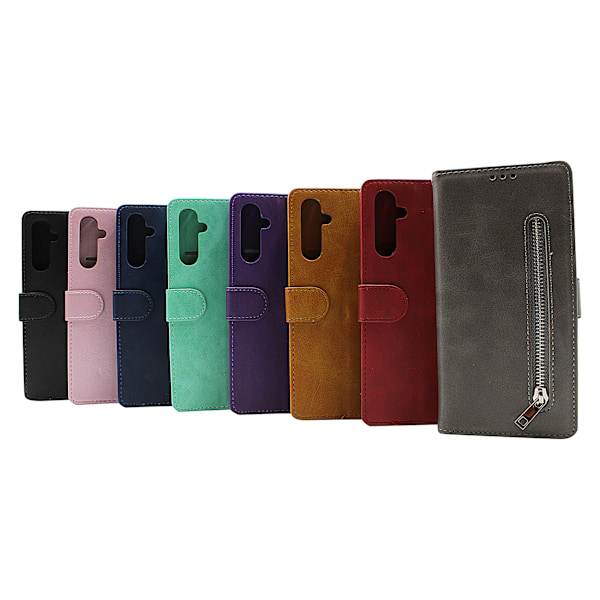 Zipper Standcase Wallet Samsung Galaxy A34 5G Grå