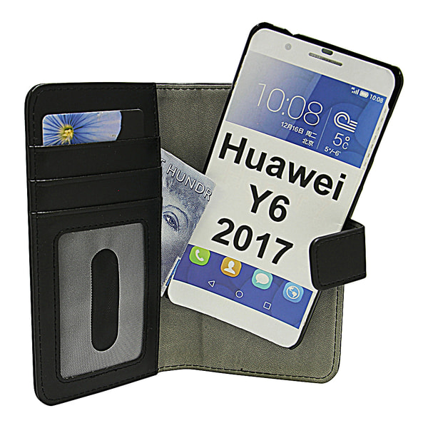 Skimblocker Magnet Wallet Huawei Y6 2017 (MYA-L41) Svart