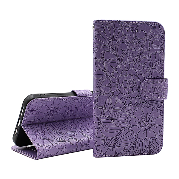 Flower Standcase Wallet Motorola Moto E32s Ljusrosa