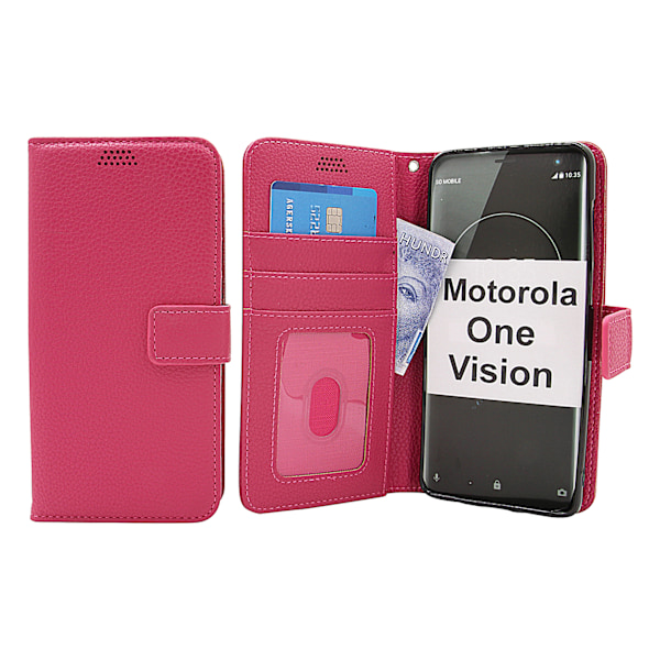 New Standcase Wallet Motorola One Vision Hotpink