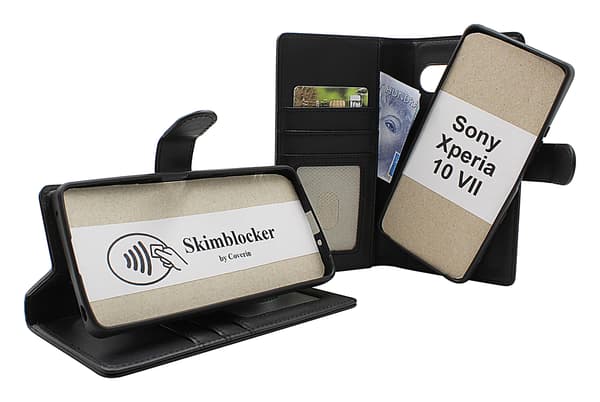 Skimblocker Sony Xperia 10 VII Magnet Plånboksfodral Mörkröd