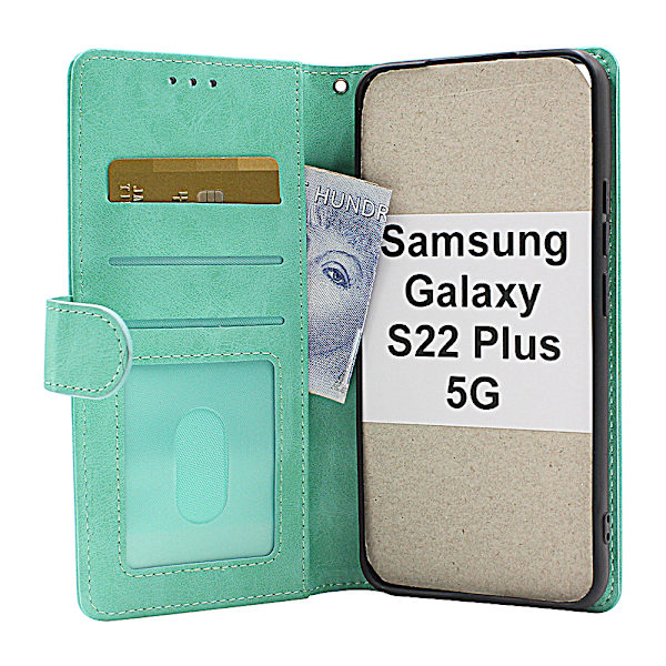 Zipper Standcase Wallet Samsung Galaxy S22 Plus 5G Marinblå